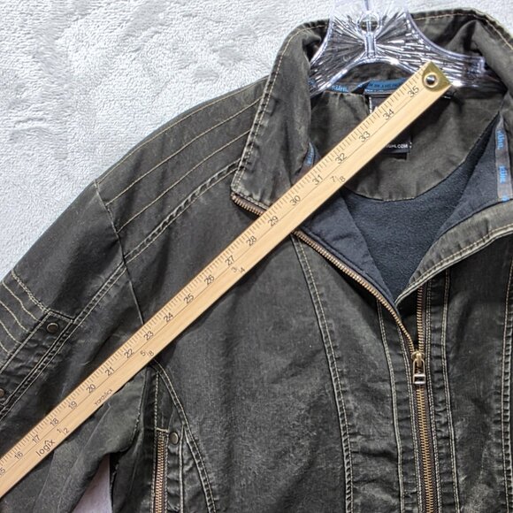 Kuhl Burr Jacket Mens XL Green Cotton Canvas Full Zip Outdoor Patina Dye Hiking - Picture 13 of 13